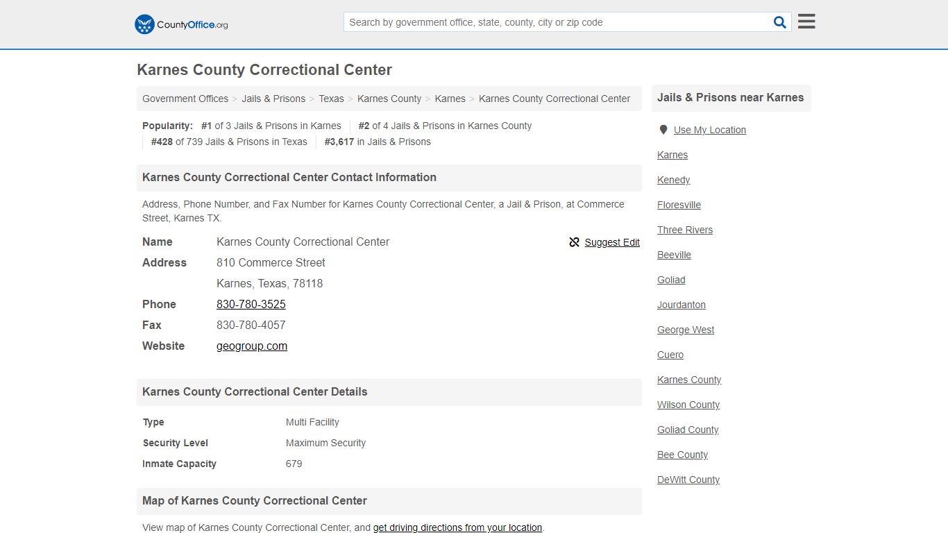 Karnes County Correctional Center - Karnes, TX (Address ...