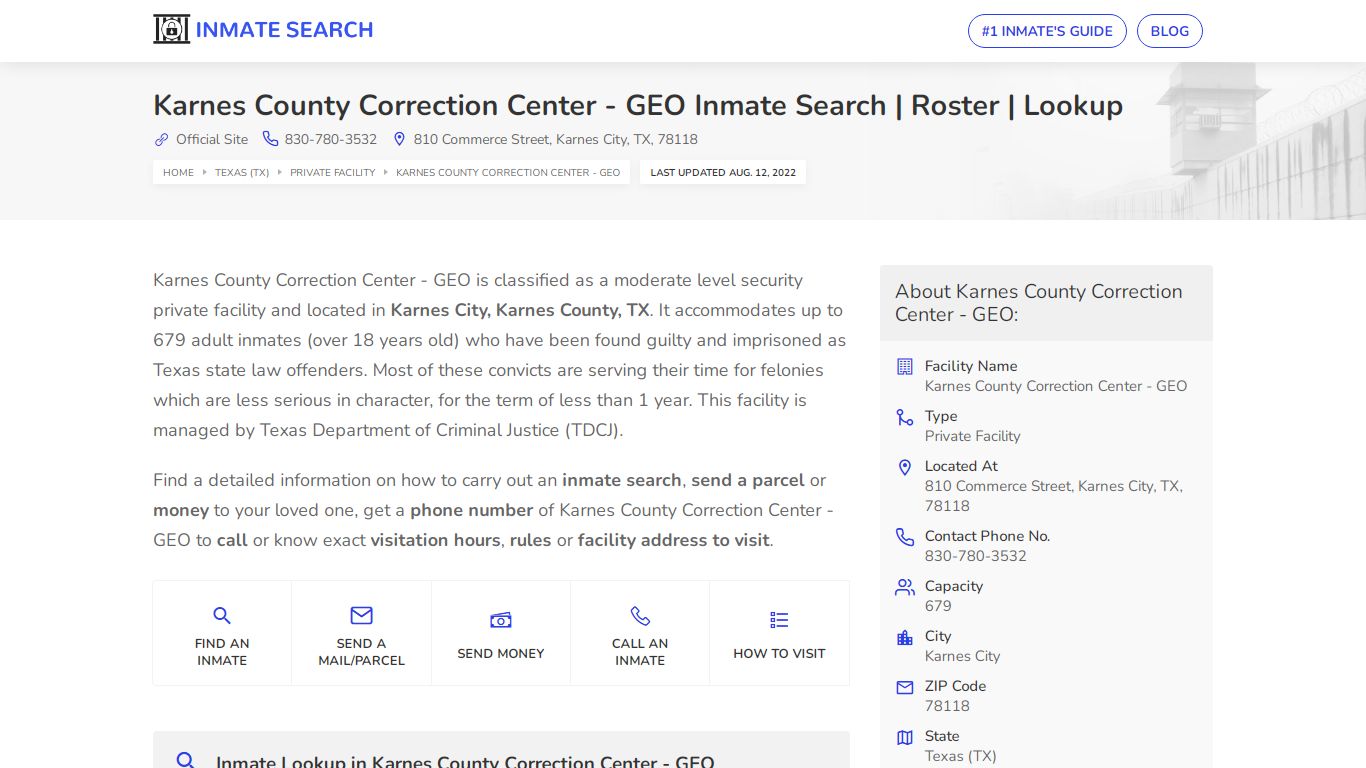 Karnes County Correction Center - GEO Inmate Search ...
